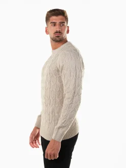 Camisola de malha trançada