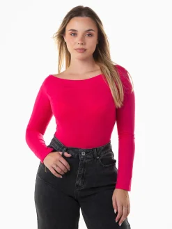 Camisola elástica decote barco