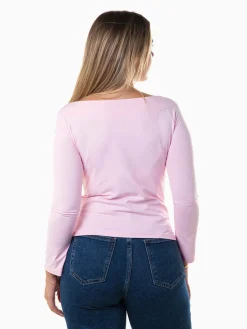 Camisola elástica decote barco