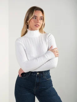 Camisola justa malha canelada