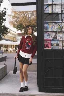 Camisola malha bordado urso urbano