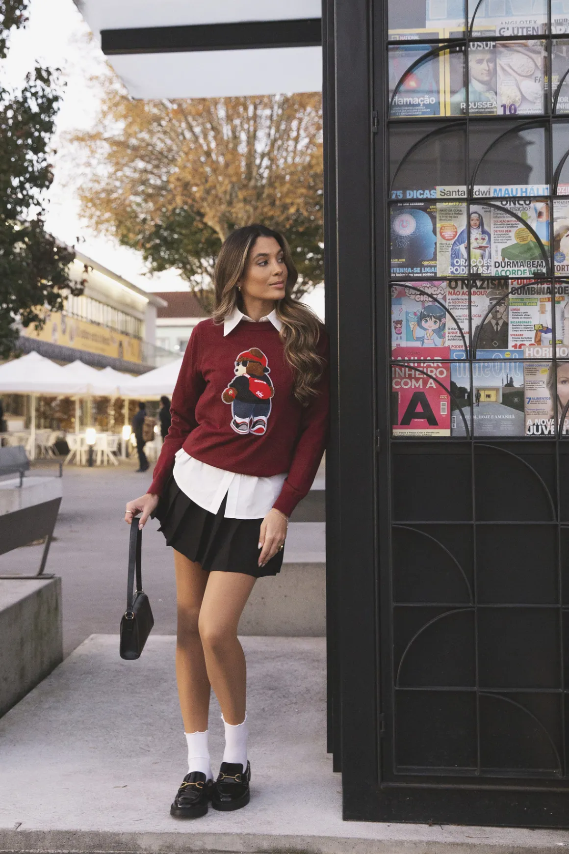 Camisola malha bordado urso urbano