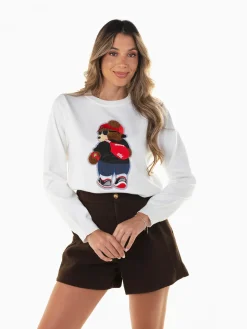 Camisola malha bordado urso urbano