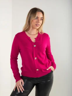 Camisola malha botões decorativos