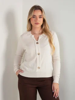 Camisola malha botões decorativos