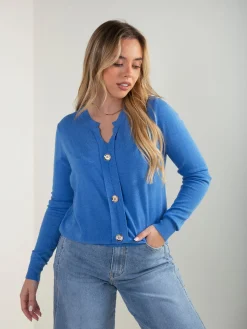 Camisola malha botões decorativos