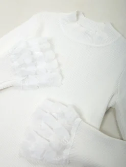 Camisola malha branca com folhos