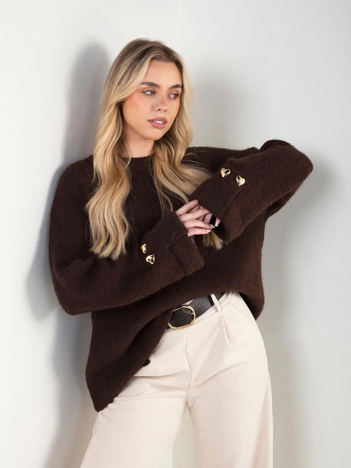 Camisola malha canelada com detalhe corações