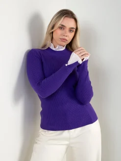 Camisola malha canelada com plissado