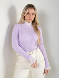 Camisola malha canelada com plissado