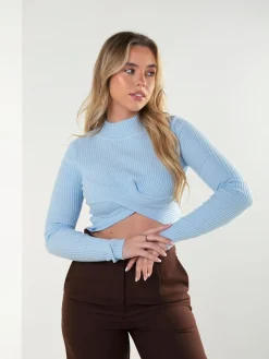 Camisola malha canelada com torcido