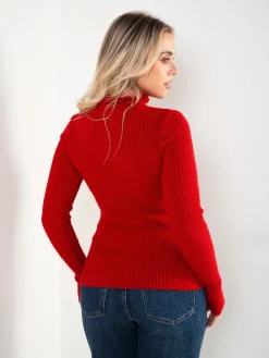 Camisola malha canelada com folho