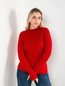 Camisola malha canelada com folho