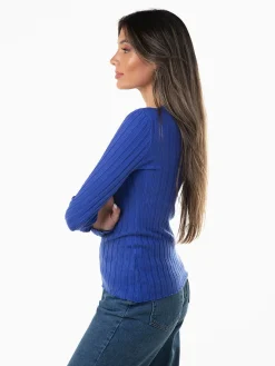 Camisola malha canelada mistura viscose