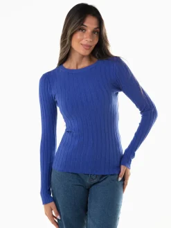 Camisola malha canelada mistura viscose