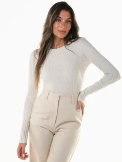 Camisola malha canelada mistura viscose