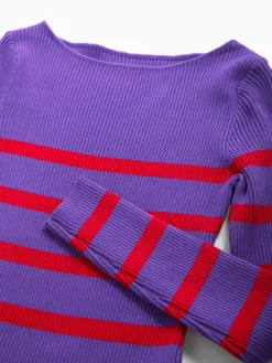 Camisola malha canelada às riscas