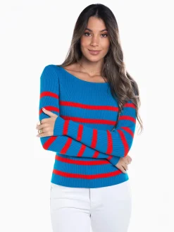 Camisola malha canelada às riscas