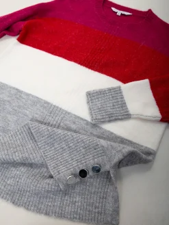 Camisola malha color block com botões