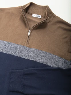 Camisola malha color block azul marinho