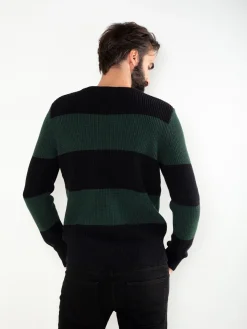 Camisola malha color block gola redonda