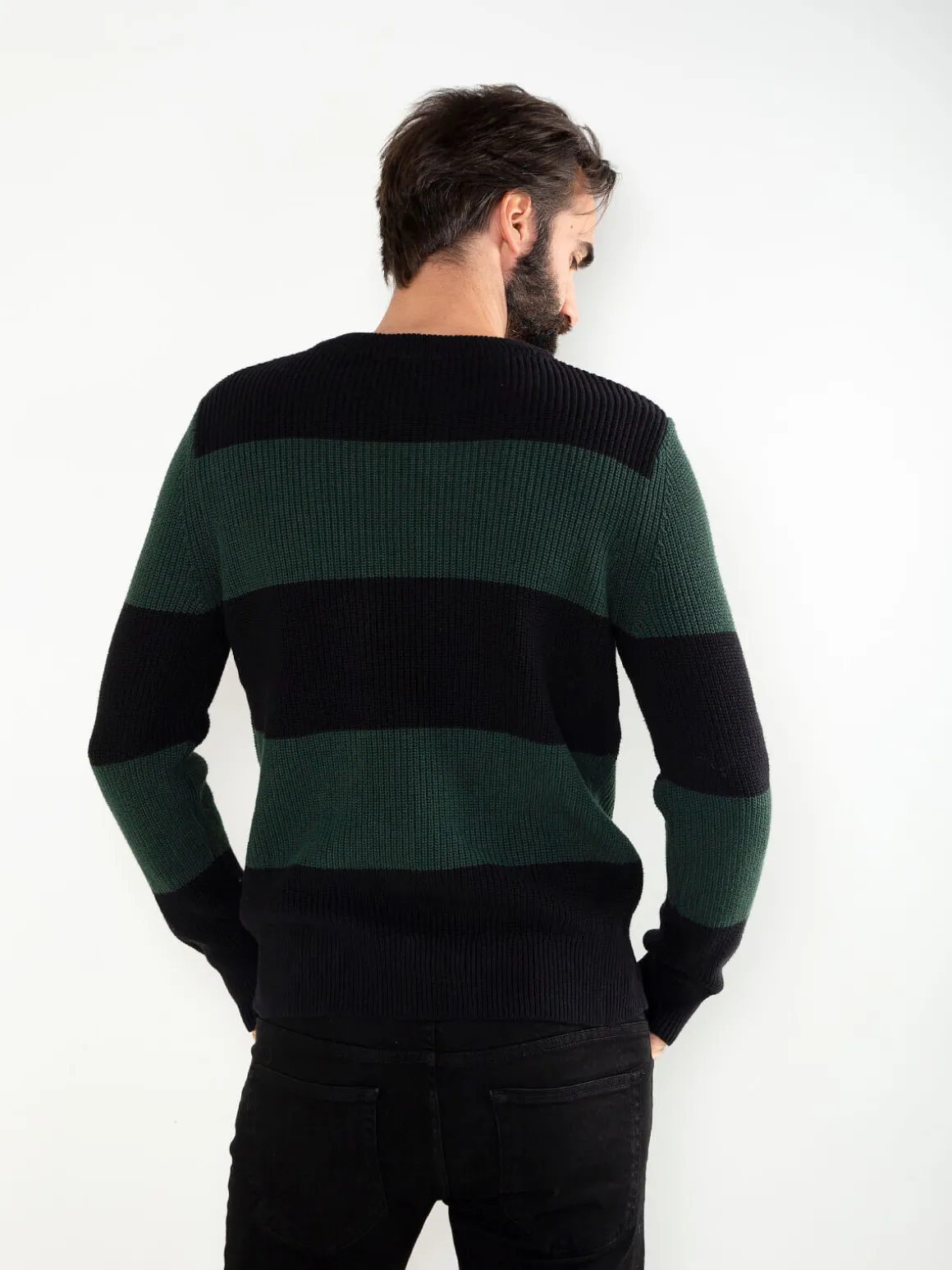 Camisola malha color block gola redonda