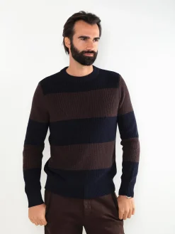 Camisola malha color block gola redonda