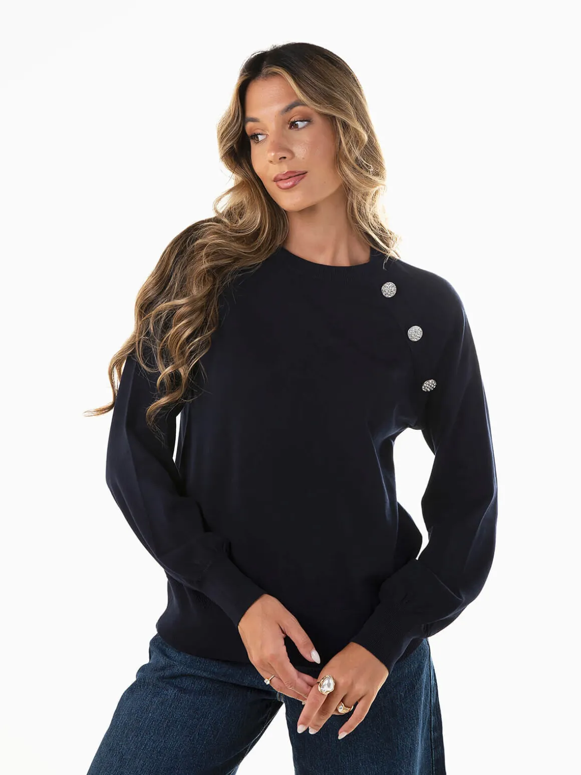 Camisola malha com botões decorativos