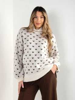 Camisola malha com corações e renda