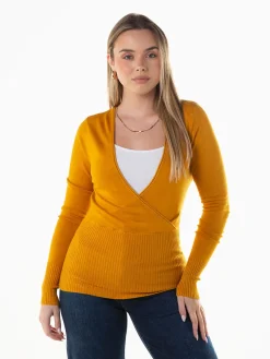 Camisola malha com decote cruzado