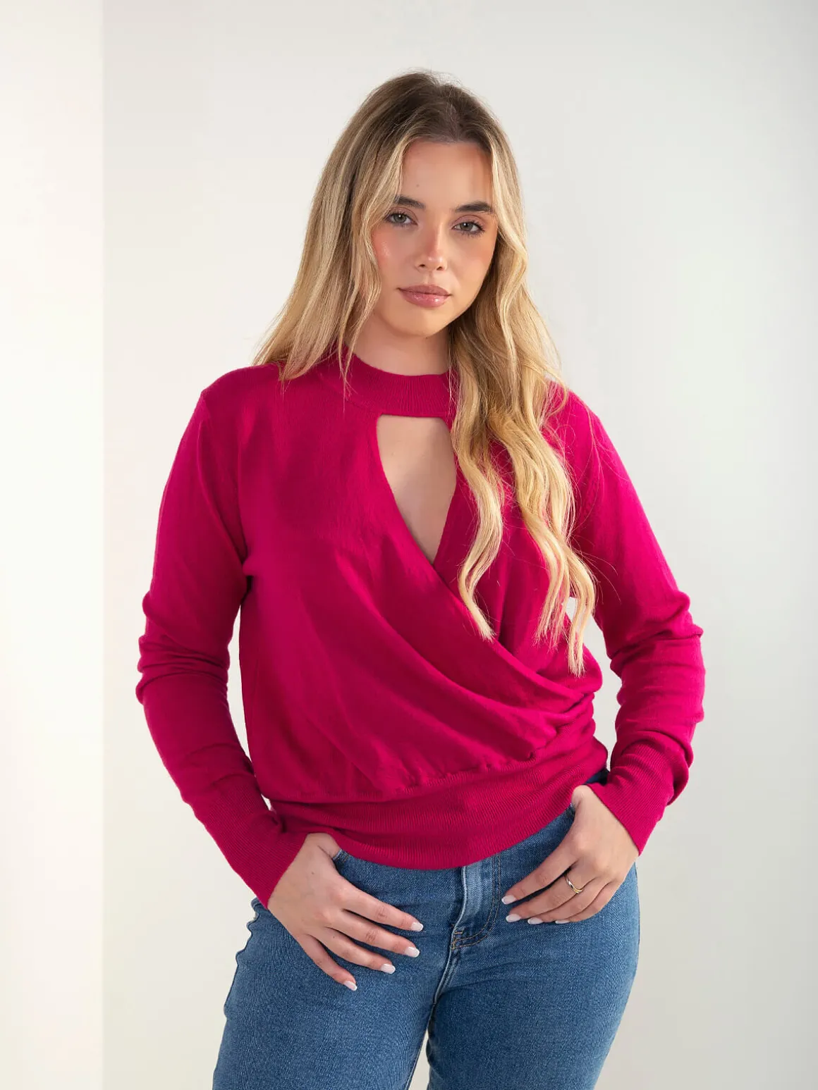 Camisola malha com detalhe cruzado