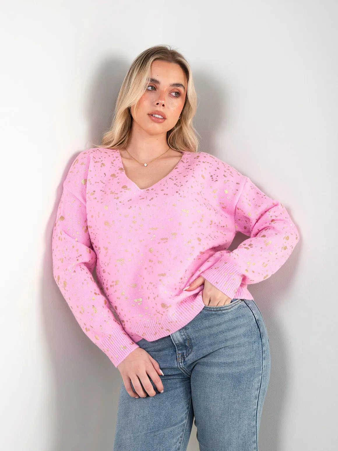 Camisola malha com detalhes dourados