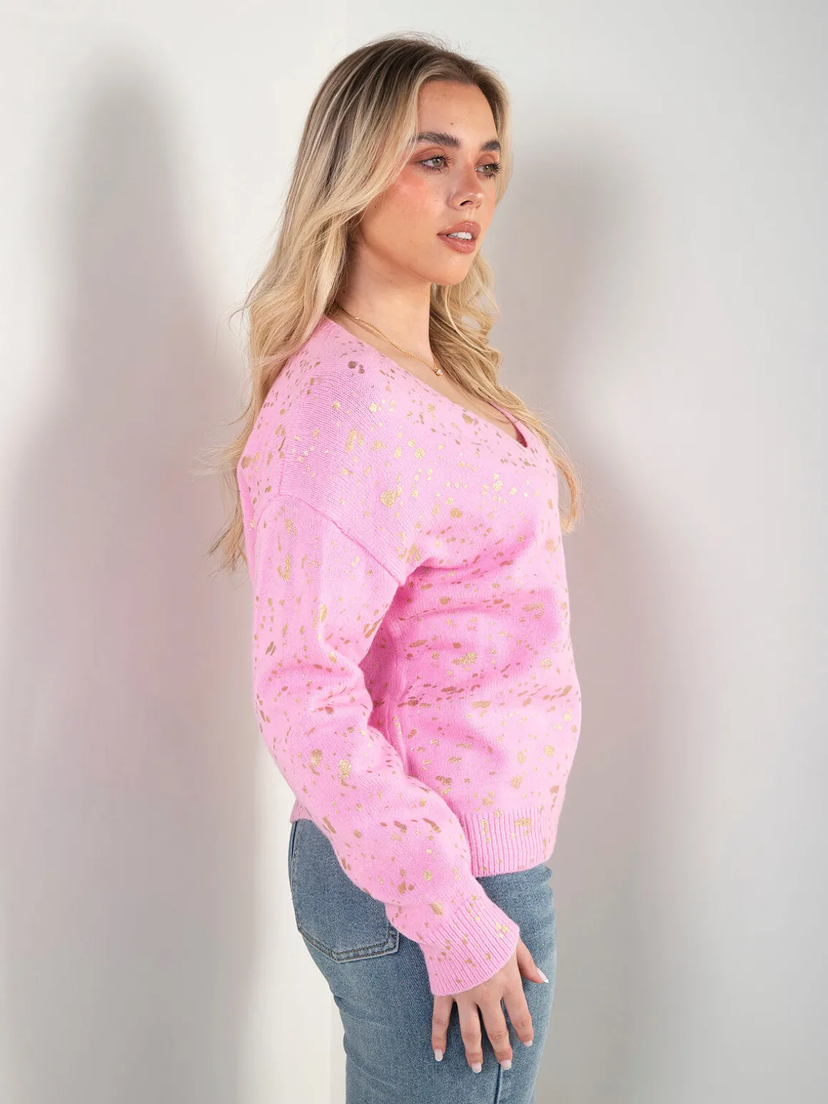 Camisola malha com detalhes dourados