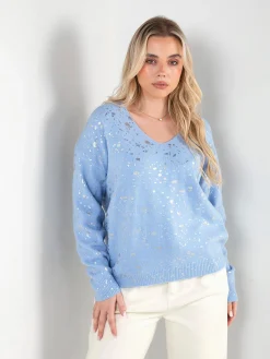 Camisola malha com detalhes dourados