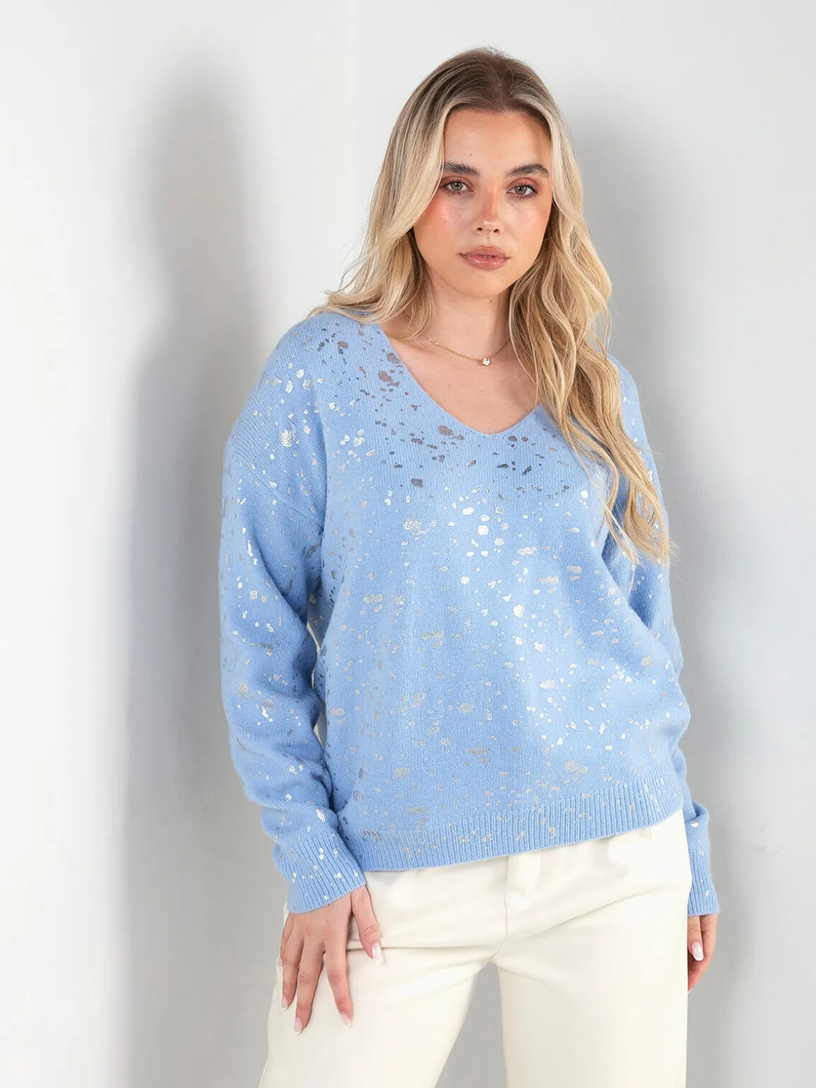 Camisola malha com detalhes dourados