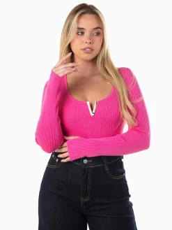 Camisola malha com detalhe dourado