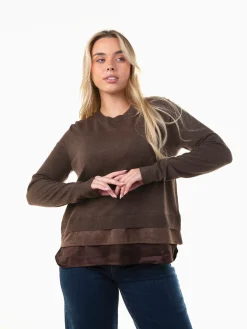 Camisola malha com efeito blusa