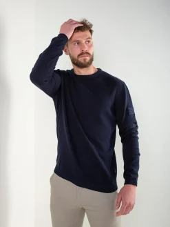 Camisola malha com etiqueta bordada