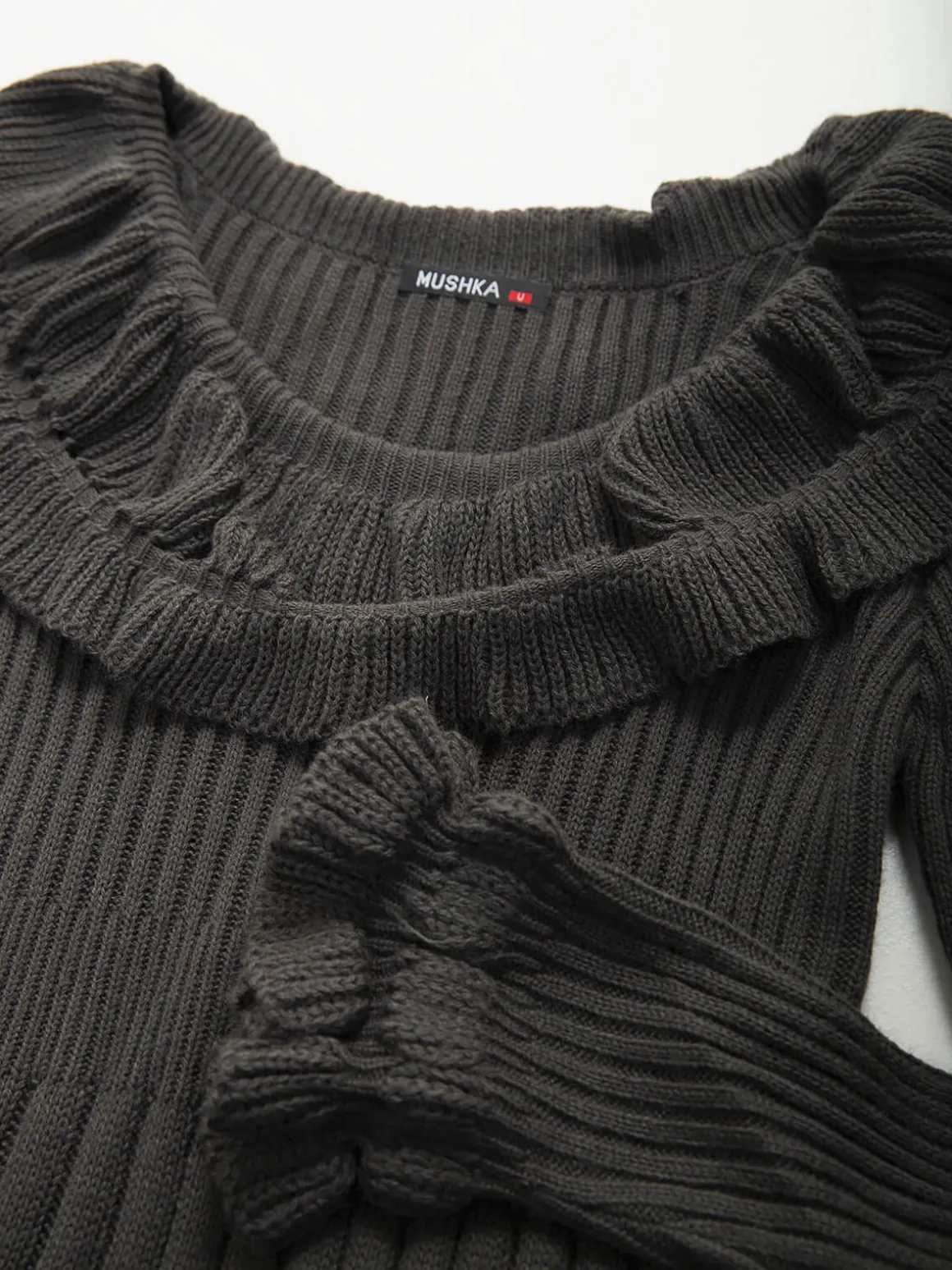 Camisola malha com folhos