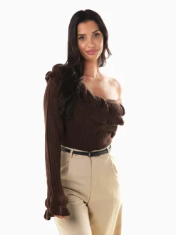 Camisola malha com folhos