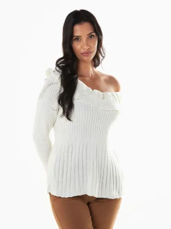 Camisola malha com folhos