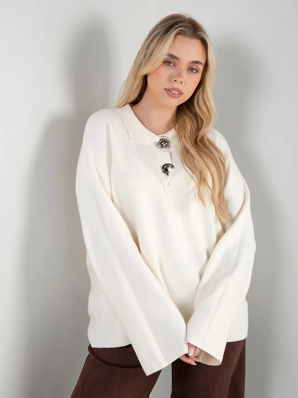 Camisola malha com gola polo