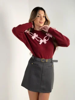 Camisola malha com laços aplicados