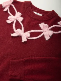 Camisola malha com laços aplicados