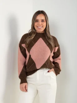 Camisola malha com losangos