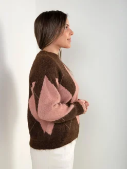 Camisola malha com losangos