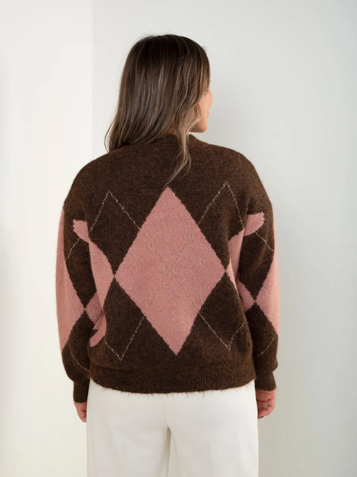 Camisola malha com losangos