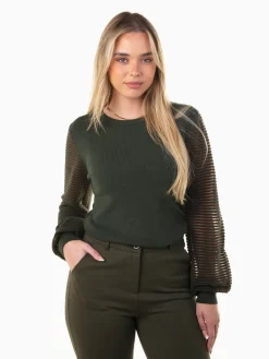 Camisola malha com mangas transparentes