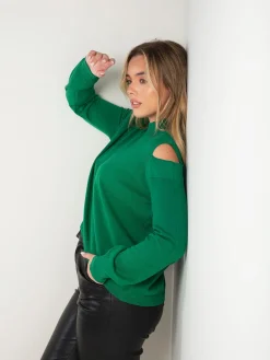 Camisola malha com ombros recortados