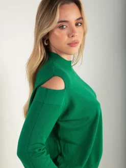 Camisola malha com ombros recortados